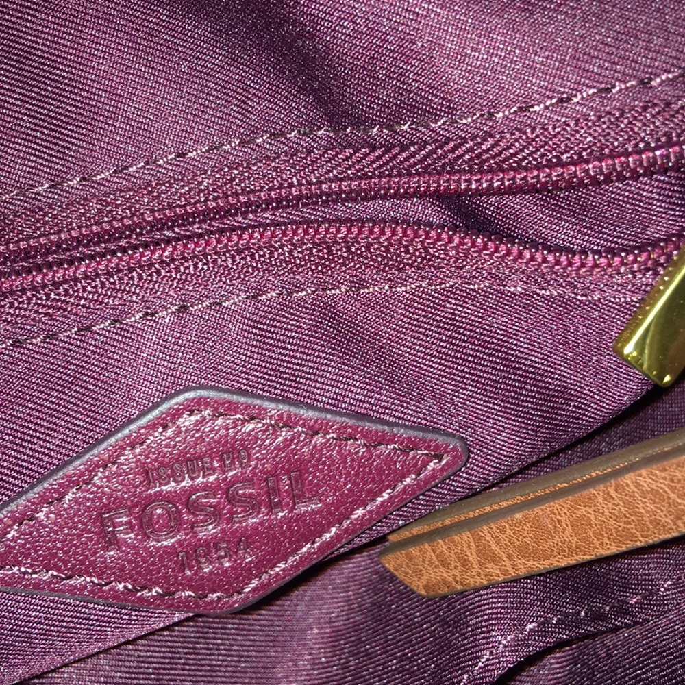 💃Sale🎉💥Fossil Crossbody Burgundy & Brown Leather - Picture 8 of 8